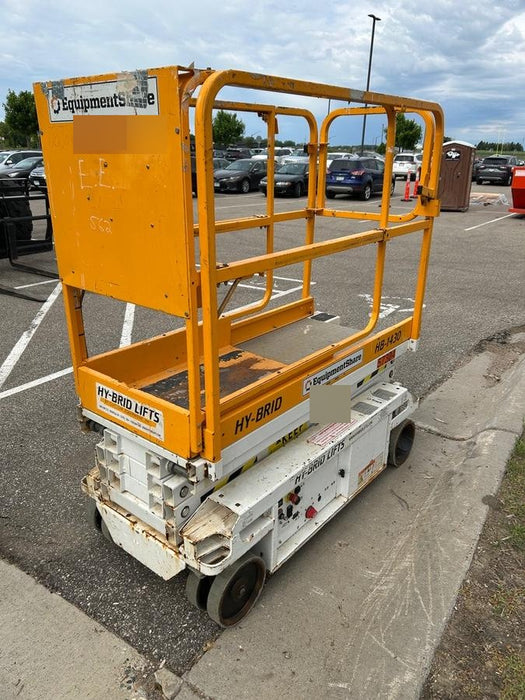 Custom Equipment HB-1430 <ul>
 <li>Hy-Brid Scissor Lift</li>
  <li>Platform capacity up to 670 lbs.</li>
  <li>Working height up to 20 ft</li>
  <li>Weighs under 1,700 lbs.</li>
  <li>Non-marking wheels </li>
</ul>