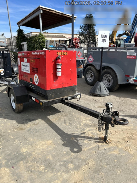 2022 Shindaiwa DGW400MDL Kubota D902 Engine, 23 HP, Dual Op Welder, Wire, Arc, Droop Stick, Tig, and CC Stick Functionality, Simulphase, 3 Phase and 1 Phase Gen Output, Single Axle NB Trlr, Slr Trckl Chrg 12V 12W, Fire Ext