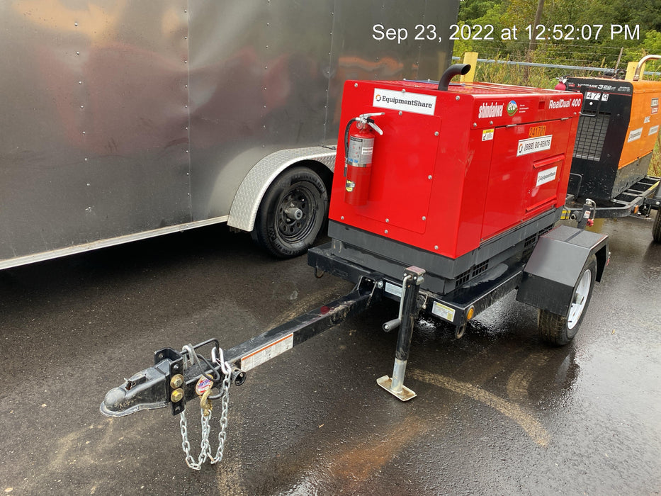 2022 Shindaiwa DGW400MDL Kubota D902 Engine, 23 HP, Dual Op Welder, Wire, Arc, Droop Stick, Tig, and CC Stick Functionality, Simulphase, 3 Phase and 1 Phase Gen Output, Single Axle NB Trlr, Slr Trckl Chrg 12V 12W, Fire Ext