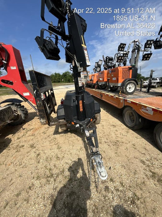 2022 Allmand NLV3GR (4) LED Light Fixture 350W, 23' Vertical Mast, 3kW Prime, Towable, Deep Sea L401, Leveling Jacks, Yanmar T4F 5.8hp