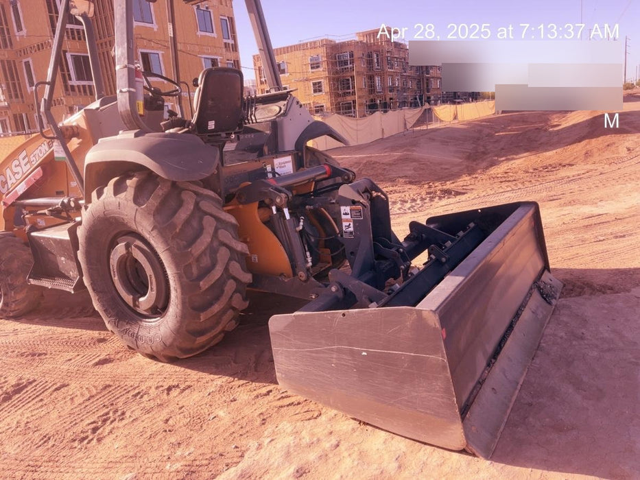 2019 Case 570N EP Canopy, 4WD, GP Front Bucket, Dual Tilt Cylinder, 84" Box Blade w/ Scarifier, Wheel Weights, Beacon