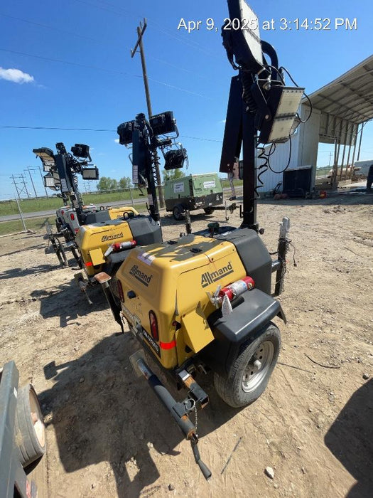 2022 Allmand NLV3GR (4) LED Light Fixture 350W, 23' Vertical Mast, 3kW Prime, Towable, Deep Sea L401, Leveling Jacks, Yanmar T4F 5.8hp