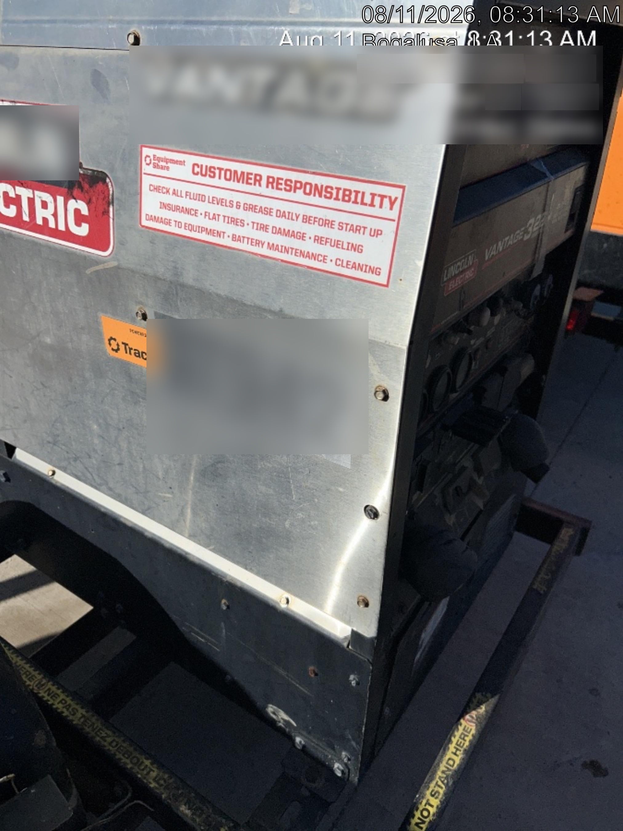 2019 Lincoln Electric Vantage 322 Ready-Pak 3, Two Wheel Trailer, Fender and Light Kit, Cable Rack