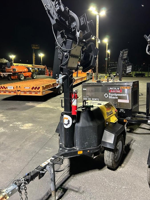 2021 Allmand NLV3GR (4) LED Light Fixture 350W, 23' Vertical Mast, 3kW Prime, Towable, Deep Sea L401, Leveling Jacks, Yanmar T4F 5.8hp