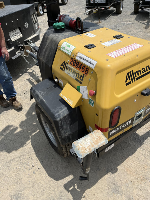 2022 Allmand NLV3GR (4) LED Light Fixture 350W, 23' Vertical Mast, 3kW Prime, Towable, Deep Sea L401, Leveling Jacks, Yanmar T4F 5.8hp