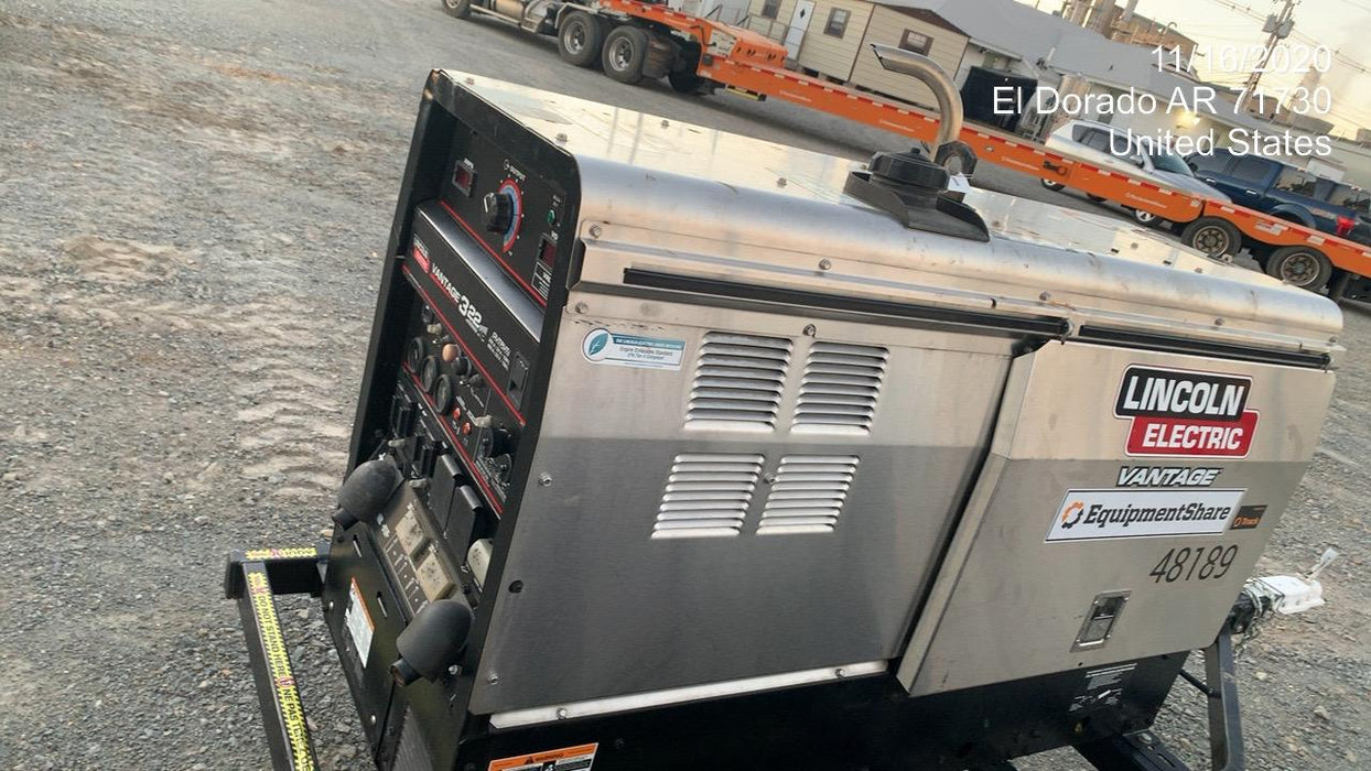 2019 Lincoln Electric Vantage 322 Ready-Pak 3, Two Wheel Trailer, Fender and Light Kit, Cable Rack