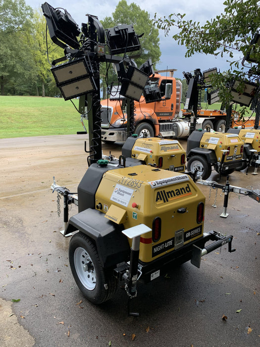 2021 Allmand NLV3GR (4) LED Light Fixture 350W, 23' Vertical Mast, 3kW Prime, Towable, Deep Sea L401, Leveling Jacks, Yanmar T4F 5.8hp