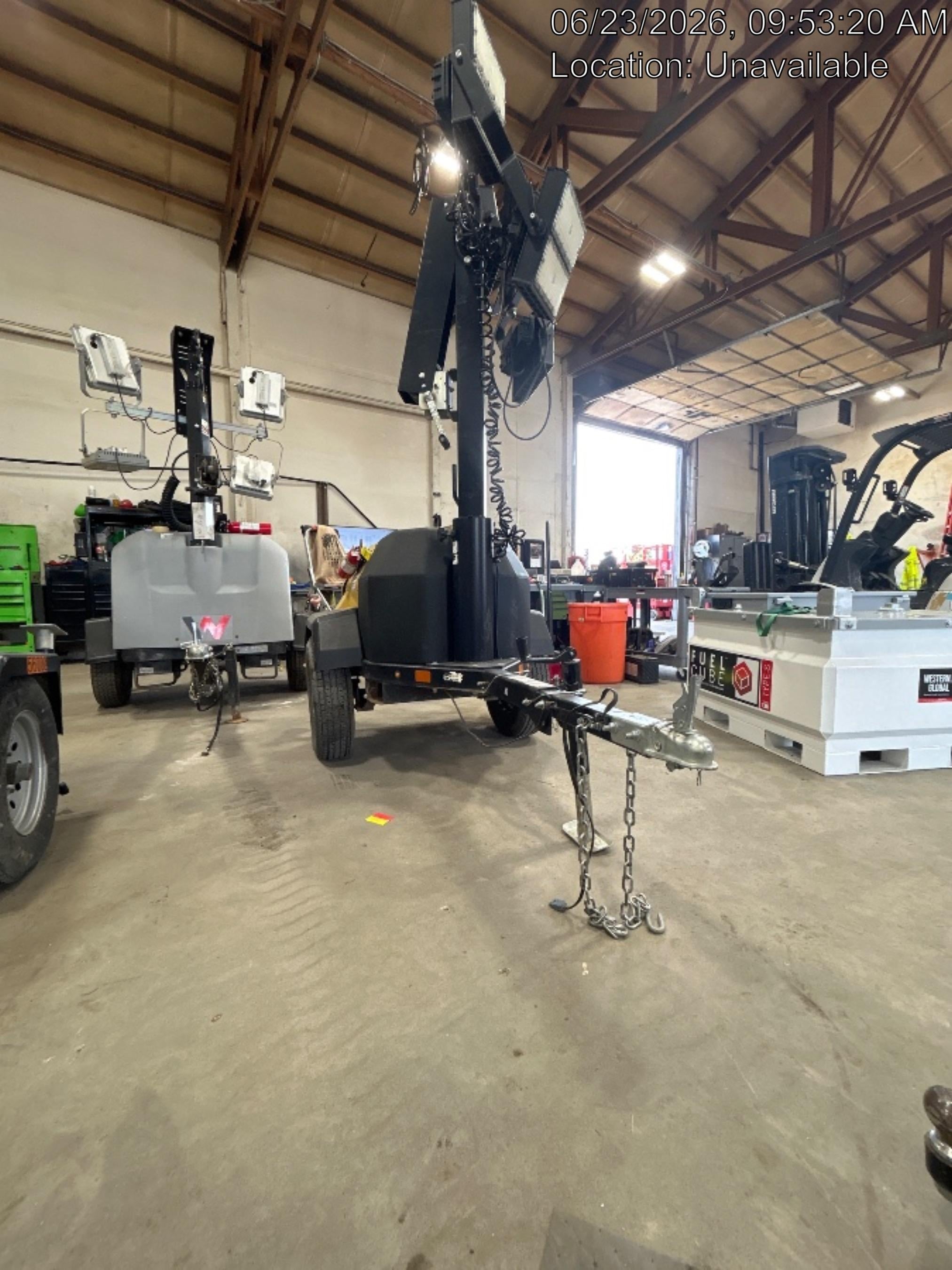 2022 Allmand NLV3GR (4) LED Light Fixture 350W, 23' Vertical Mast, 3kW Prime, Towable, Deep Sea L401, Leveling Jacks, Yanmar T4F 5.8hp
