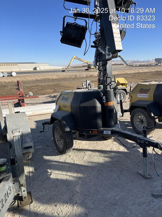 2022 Allmand NLV3GR (4) LED Light Fixture 350W, 23' Vertical Mast, 3kW Prime, Towable, ES Decals, T3