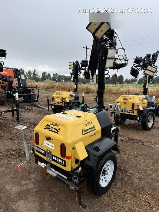 2021 Allmand NLV3GR (4) LED Light Fixture 350W, 23' Vertical Mast, 3kW Prime, Towable, Deep Sea L401, Leveling Jacks, Yanmar T4F 5.8hp