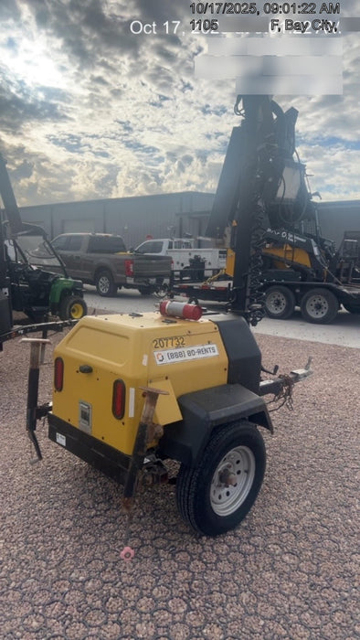 2022 Allmand NLV3GR (4) LED Light Fixture 350W, 23' Vertical Mast, 3kW Prime, Towable, Deep Sea L401, Leveling Jacks, Yanmar T4F 5.8hp