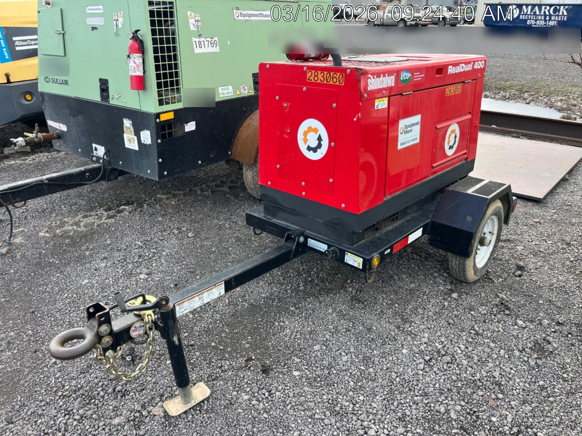 2022 Shindaiwa DGW400MDL Kubota D902 Engine, 23 HP, Dual Op Welder, Wire, Arc, Droop Stick, Tig, and CC Stick Functionality, Simulphase, 3 Phase and 1 Phase Gen Output, Single Axle NB Trlr, Slr Trckl Chrg 12V 12W, Fire Ext