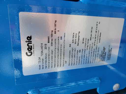 2019 GENIE TZ-34/20