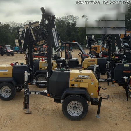 2022 Allmand NLV3GR (4) LED Light Fixture 350W, 23' Vertical Mast, 3kW Prime, Towable, Deep Sea L401, Leveling Jacks, Yanmar T4F 5.8hp