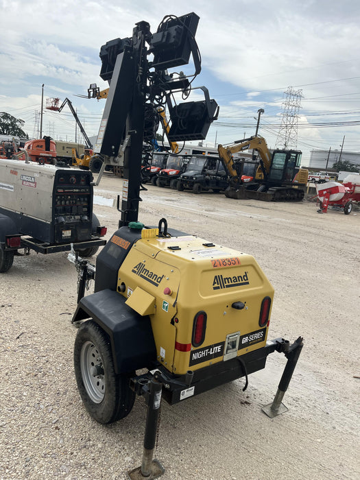 2022 Allmand NLV3GR (4) LED Light Fixture 350W, 23' Vertical Mast, 3kW Prime, Towable, Deep Sea L401, Leveling Jacks, Yanmar T4F 5.8hp