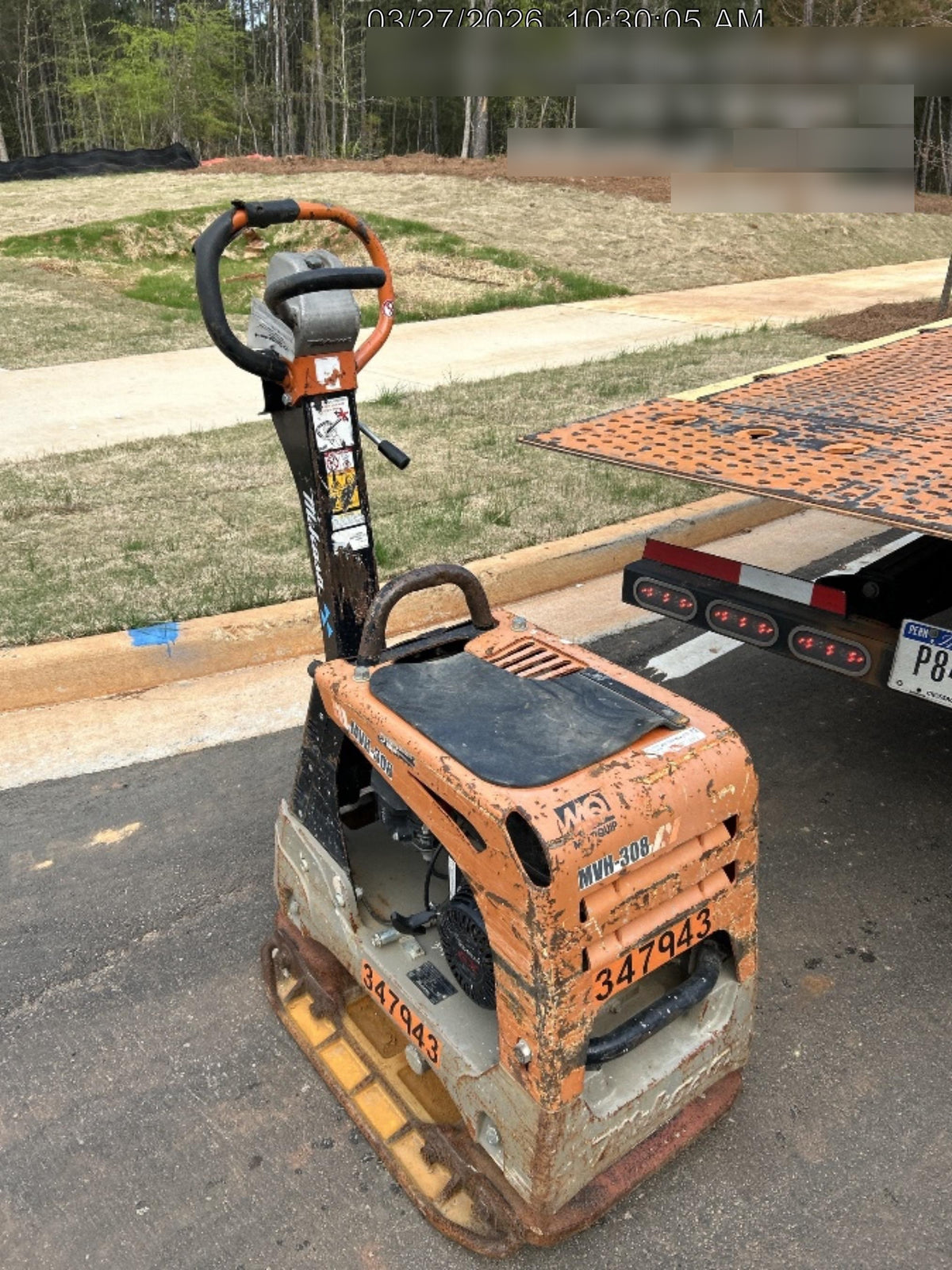 2023 Multiquip MV308GH Honda GX270, 18" Plate, Tachometer