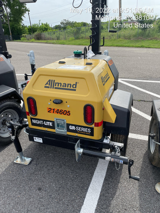 2022 Allmand NLV3GR (4) LED Light Fixture 350W, 23' Vertical Mast, 3kW Prime, Towable, Deep Sea L401, Leveling Jacks, Yanmar T4F 5.8hp