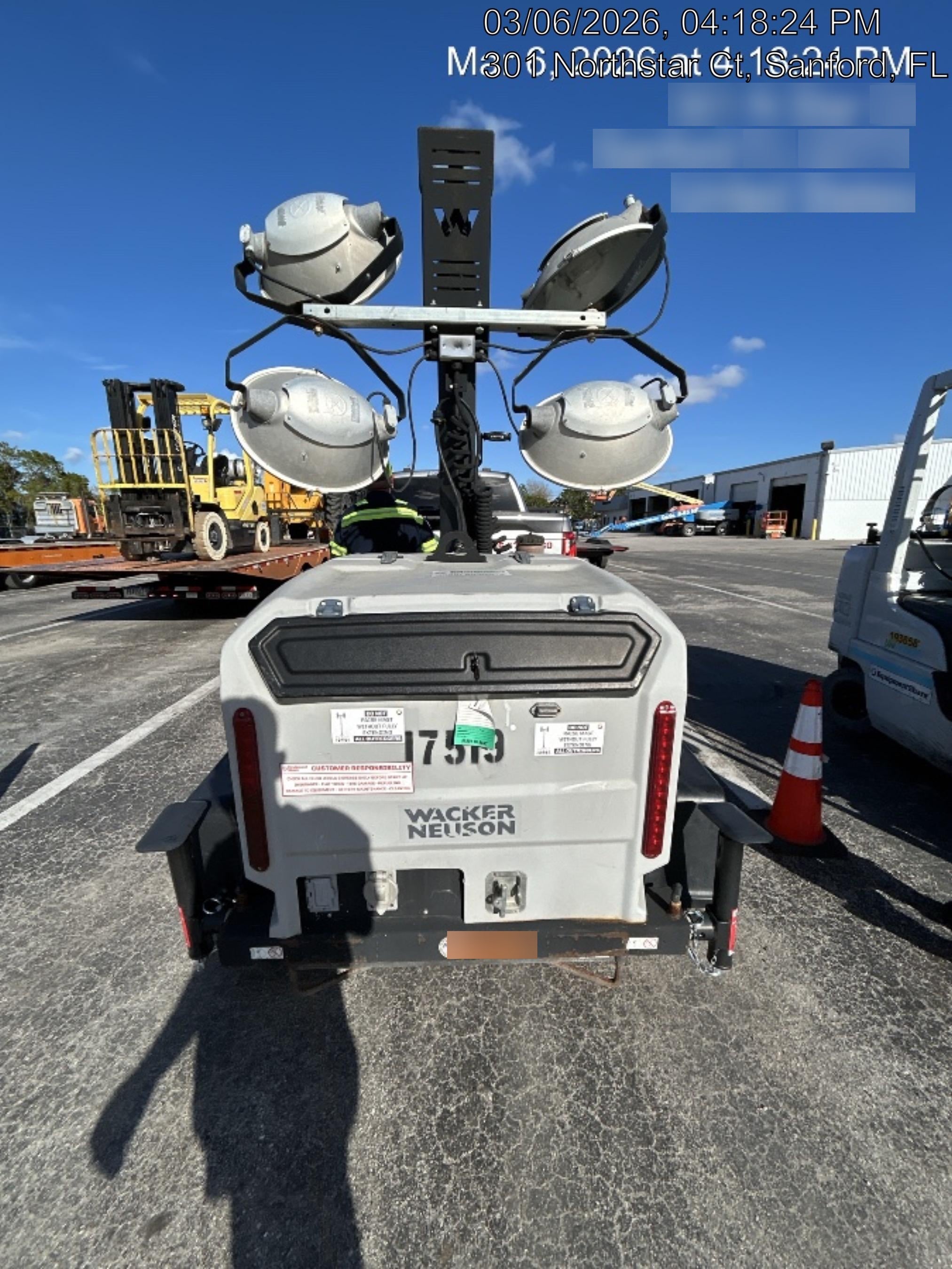 2018 Wacker Neuson LTV6K-MH Wacker Neuson LTV6K Mobile Light Tower w/Fuel Level Sensor Installed