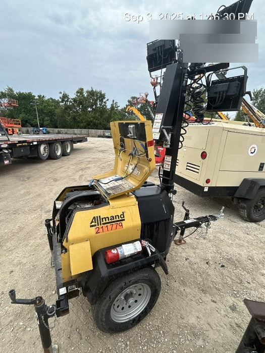 2022 Allmand NLV3GR (4) LED Light Fixture 350W, 23' Vertical Mast, 3kW Prime, Towable, Deep Sea L401, Leveling Jacks, Yanmar T4F 5.8hp