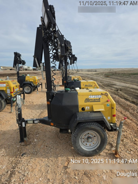 2022 Allmand NLV3GR (4) LED Light Fixture 350W, 23' Vertical Mast, 3kW Prime, Towable, ES Decals, T3 no