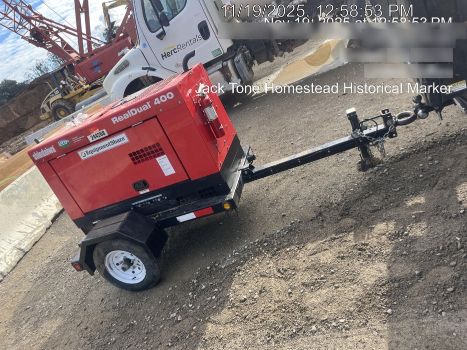 2022 Shindaiwa DGW400MDL Kubota D902 Engine, 23 HP, Dual Op Welder, Wire, Arc, Droop Stick, Tig, and CC Stick Functionality, Simulphase, 3 Phase and 1 Phase Gen Output, Single Axle NB Trlr, Slr Trckl Chrg 12V 12W, Fire Ext