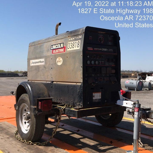 2019 Lincoln Electric Vantage 322 Welder Ready-Pak 3, Two wheel trailer, Fender and Light kit, Cable Rack