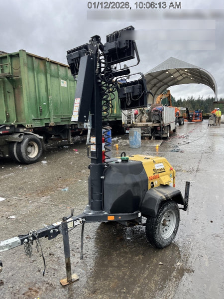 2020 Allmand NLV3GR (4) LED Light Fixture 350W, 23' Vertical Mast, 3kW Prime, Towable, Deep Sea L401, Leveling Jacks, Yanmar T4F 5.8hp
