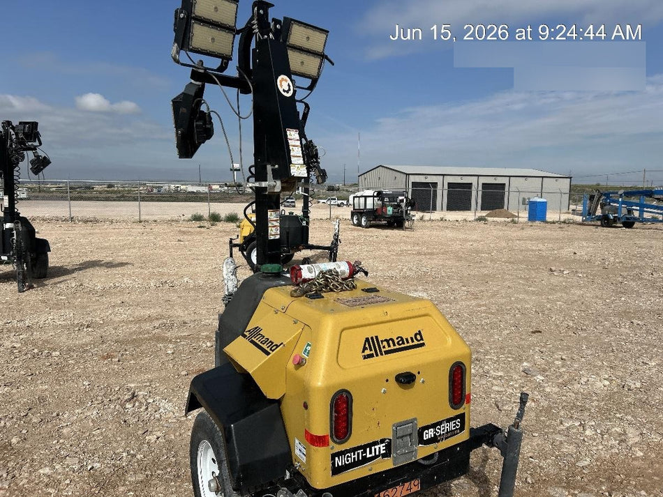 2021 Allmand NLV3GR (4) LED Light Fixture 350W, 23' Vertical Mast, 3kW Prime, Towable, Deep Sea L401, Leveling Jacks, Yanmar T4F 5.8hp