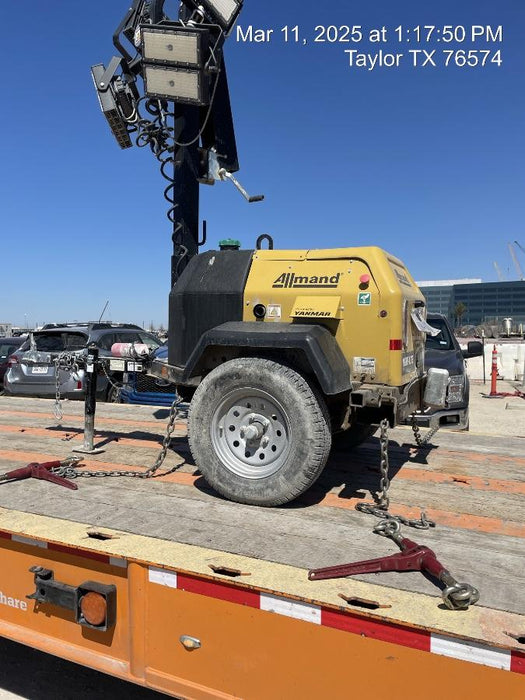 2022 Allmand NLV3GR (4) LED Light Fixture 350W, 23' Vertical Mast, 3kW Prime, Towable, ES Decals, T3