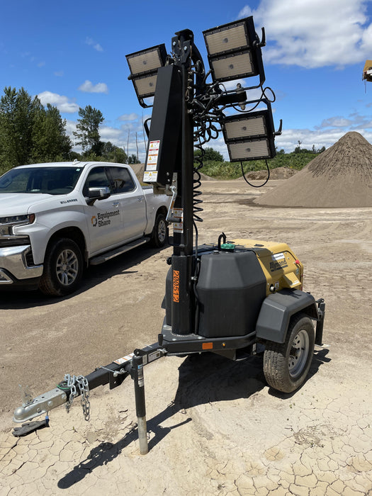 2022 Allmand NLV3GR (4) LED Light Fixture 350W, 23' Vertical Mast, 3kW Prime, Towable, Deep Sea L401, Leveling Jacks, Yanmar T4F 5.8hp