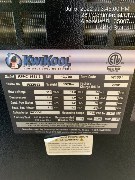 2022 KWIKOOL KPAC1411-2