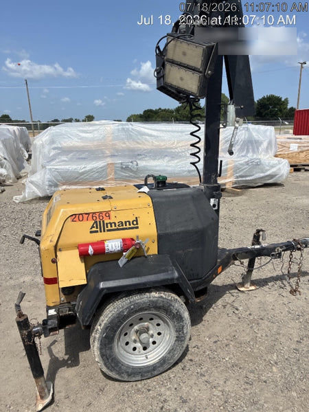 2022 Allmand NLV3GR (4) LED Light Fixture 350W, 23' Vertical Mast, 3kW Prime, Towable, Deep Sea L401, Leveling Jacks, Yanmar T4F 5.8hp