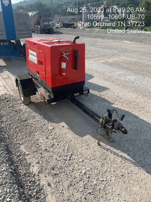 2022 Shindaiwa DGW400MDL Kubota D902 Engine, 23 HP, Dual Op Welder, Wire, Arc, Droop Stick, Tig, and CC Stick Functionality, Simulphase, 3 Phase and 1 Phase Gen Output, Single Axle NB Trlr, Slr Trckl Chrg 12V 12W, Fire Ext