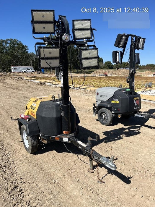 2021 Allmand NLV3GR (4) LED Light Fixture 350W, 23' Vertical Mast, 3kW Prime, Towable, Deep Sea L401, Leveling Jacks, Yanmar T4F 5.8hp