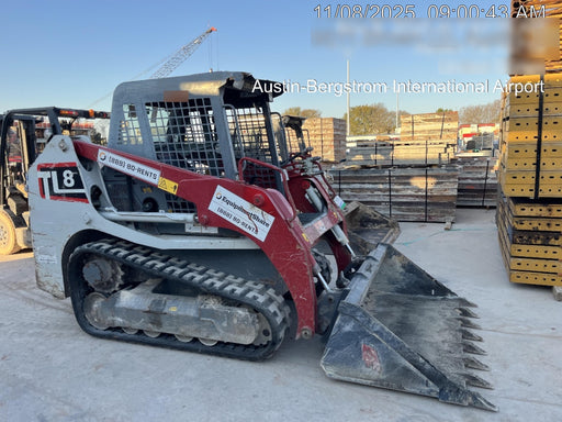 2019 Takeuchi TL8W Canopy, 15" Wide Rubber Tracks, Back-up Alarm, Front & Rear Working Lights, Auxiliary Hydraulics, Two-Speed Travel, Electronic Monitoring System w/76" HD Dirt Bucket with 8 Teeth, 20.3 cubic feet Capacity