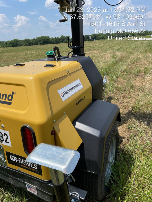 2022 Allmand NLV3GR (4) LED Light Fixture 350W, 23' Vertical Mast, 3kW Prime, Towable, ES Decals, T3