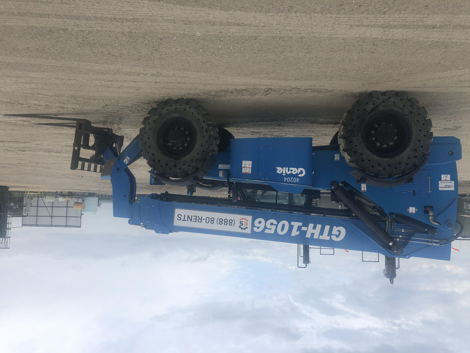 2019 Genie GTH-1056 Cab/Heat/AC, Solid RT Tires, LED Work Lights, Beacon 60" QA Carriage, 60" Forks