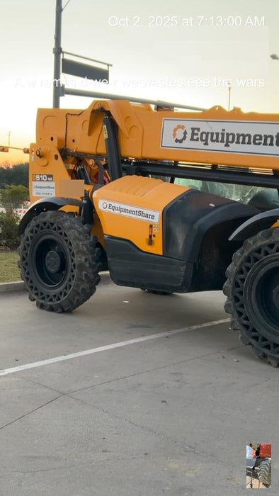 2019 JCB 510-56 Open ROPS, 74 HP, Solid Tires, Worklights, Beacon, Aux Hydraulics, Lifting Eye 66" Carriage/60" Forks