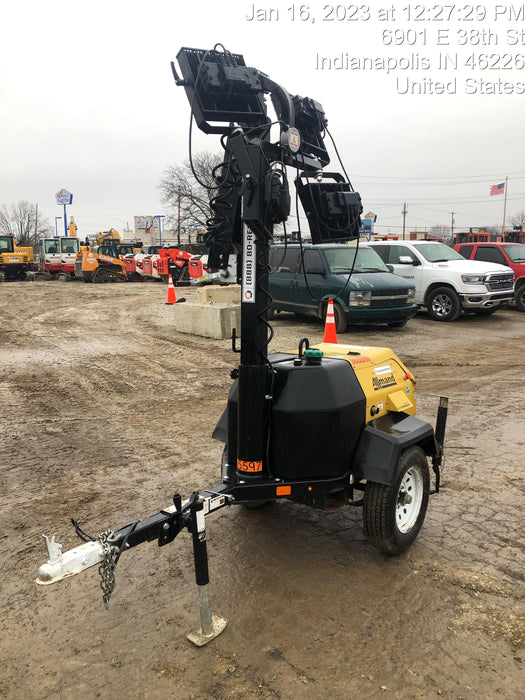 2021 Allmand NLV3GR (4) LED Light Fixture 350W, 23' Vertical Mast, 3kW Prime, Towable, Deep Sea L401, Leveling Jacks, Yanmar T4F 5.8hp