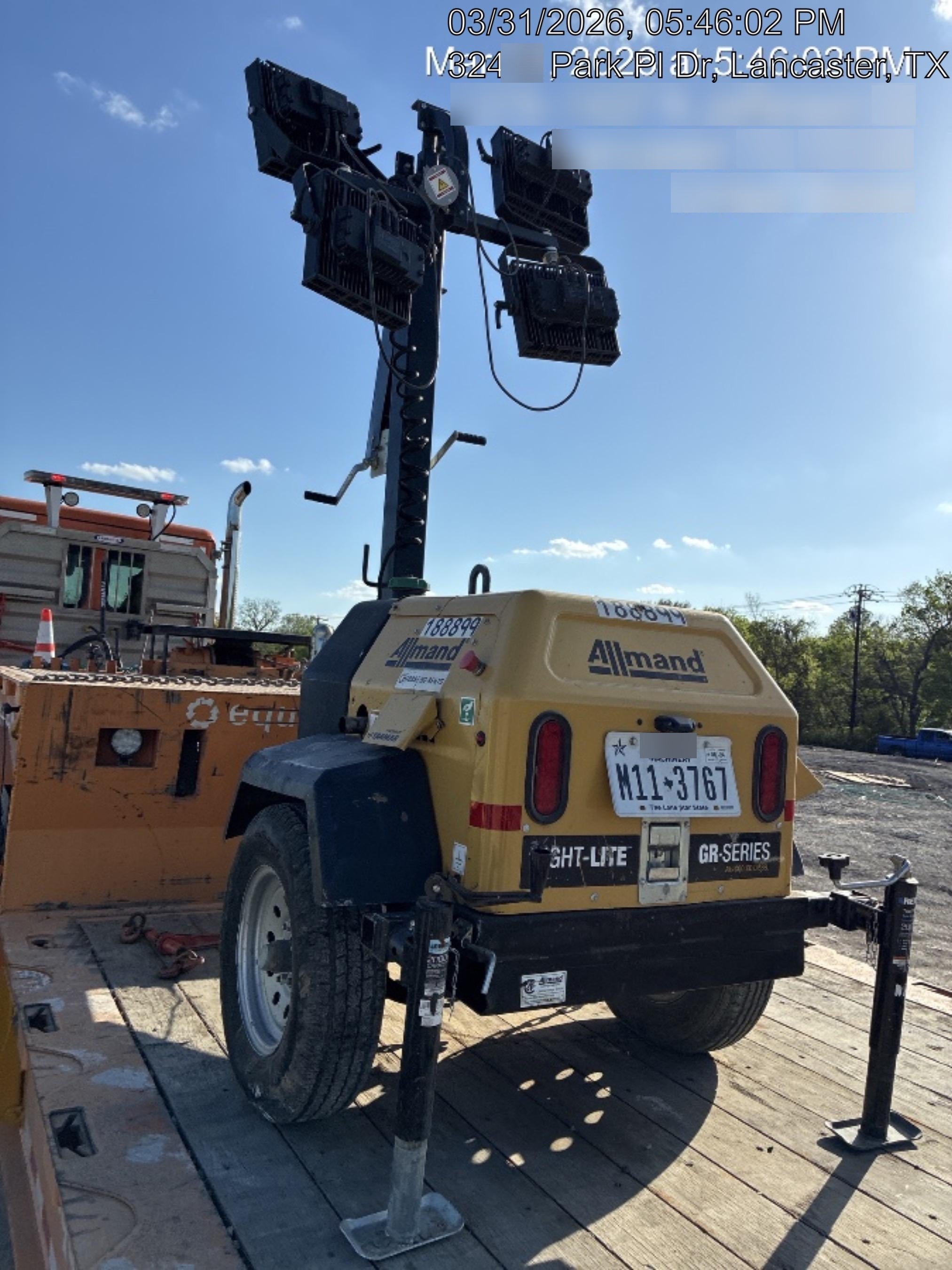 Allmand NLV3GR (4) LED Light Fixture 350W, 23' Vertical Mast, 3kW Prime, Towable, Deep Sea L401, Leveling Jacks, Yanmar T4F 5.8hp