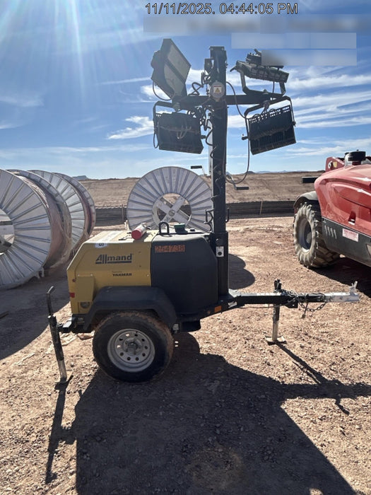 2022 Allmand NLV3GR (4) LED Light Fixture 350W, 23' Vertical Mast, 3kW Prime, Towable, ES Decals, T3