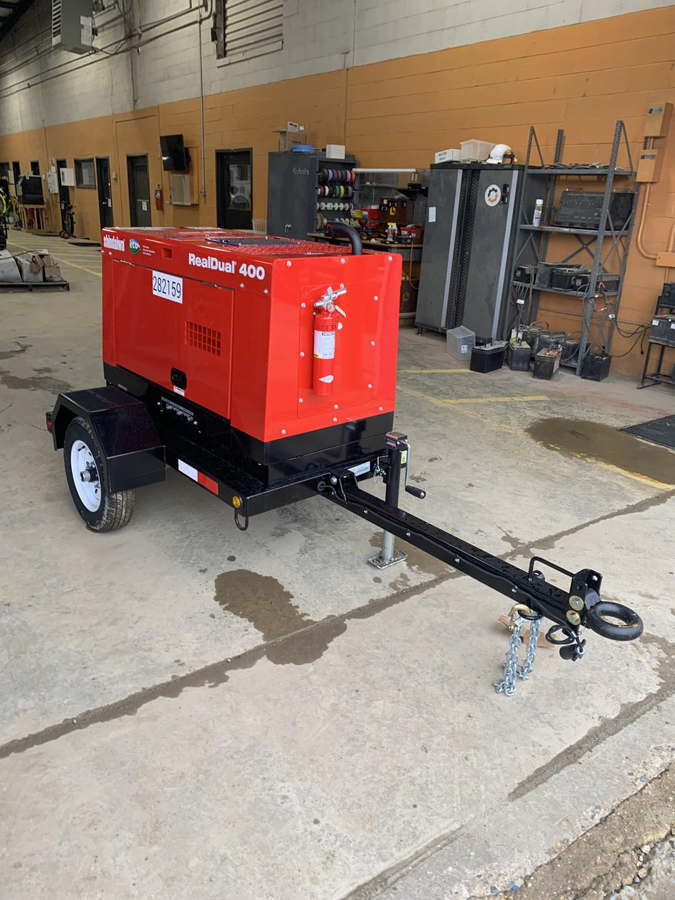 2022 Shindaiwa DGW400MDL Kubota D902 Engine, 23 HP, Dual Op Welder, Wire, Arc, Droop Stick, Tig, and CC Stick Functionality, Simulphase, 3 Phase and 1 Phase Gen Output, Single Axle NB Trlr, Slr Trckl Chrg 12V 12W, Fire Ext