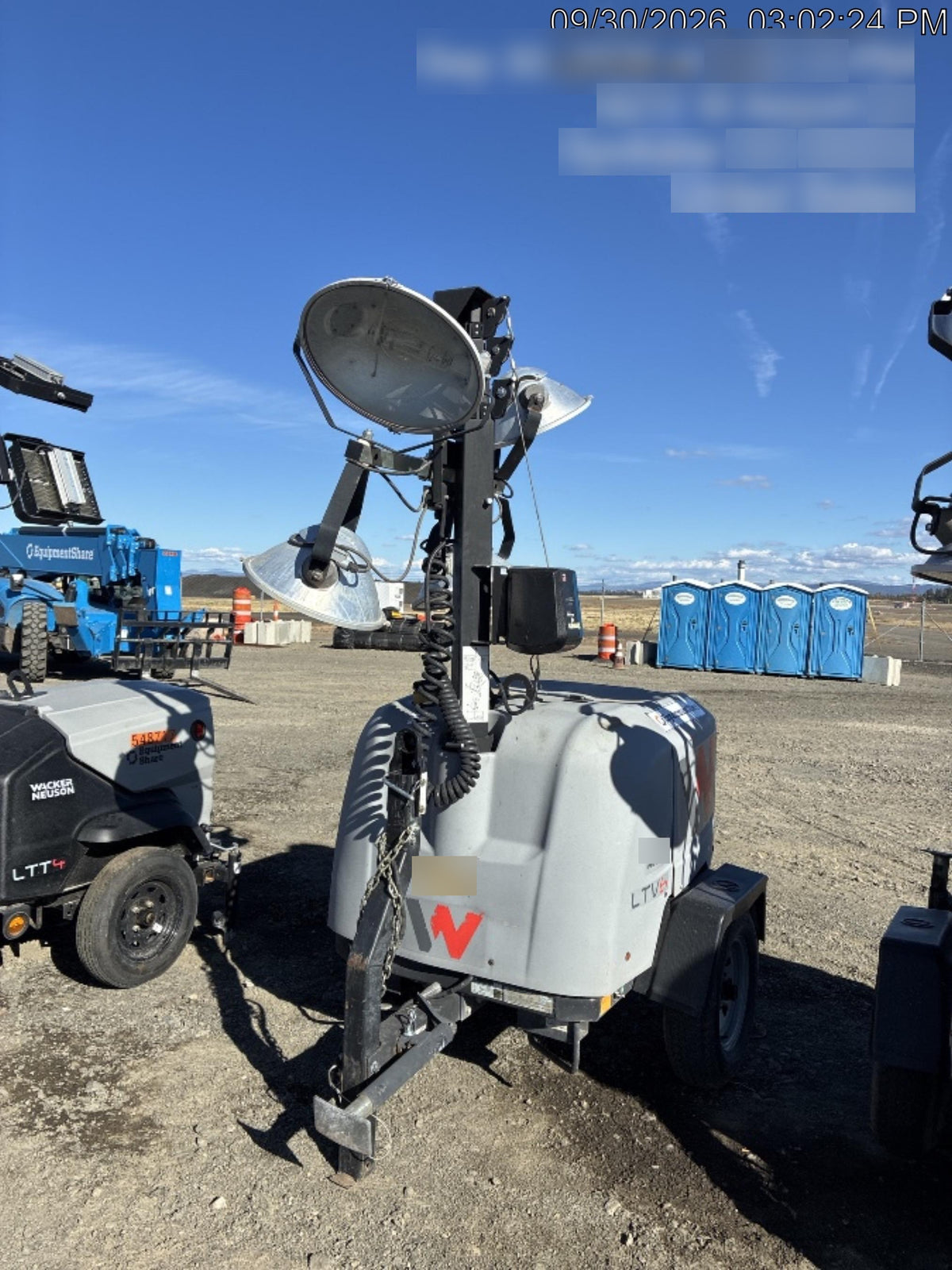 Wacker Neuson LTV6K-MH Power mast, 1100W MH, Fuel Sensors, Wiring Harness