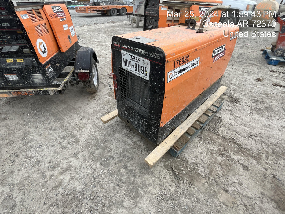 2021 Lincoln Electric Vantage 322 Vantage 322 Ready Pak 3 w/ Decals, ORANGE (includes trailer, cable rack, fender light kit) NO Telematics