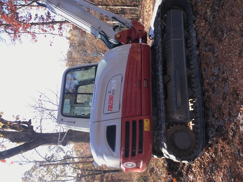 2019 Takeuchi TB290 Cab/Heat/AC Rubber tracks, Dozer blade, Travel alarm, Auxiliary hydraulics w/Manual QC, Hydraulic thumb, 18", 24", and 36" Buckets