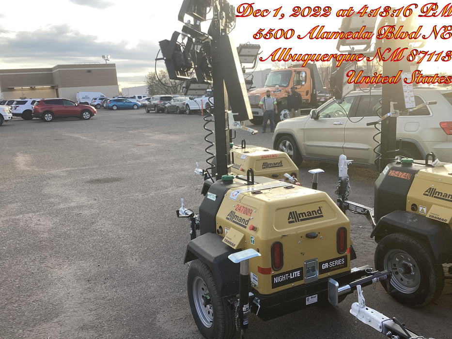 2022 Allmand NLV3GR (4) LED Light Fixture 350W, 23' Vertical Mast, 3kW Prime, Towable, ES Decals, T3