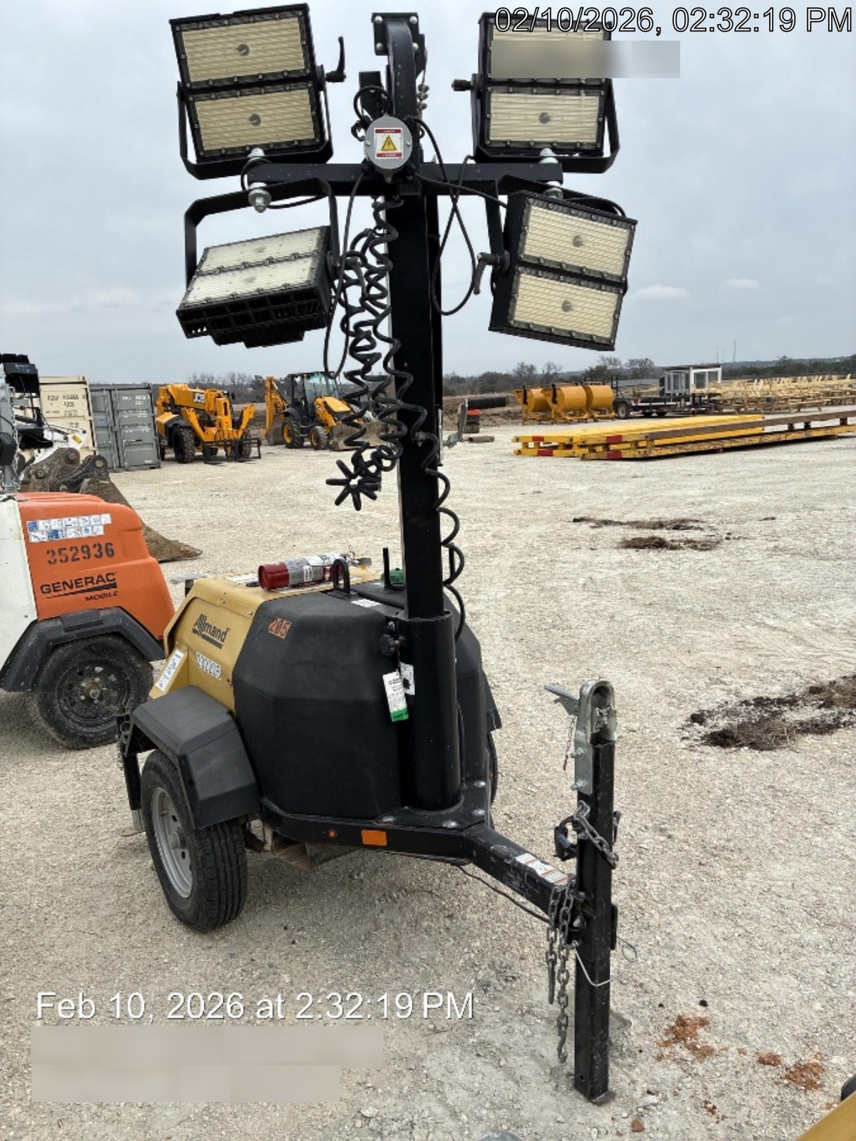 2022 Allmand NLV3GR (4) LED Light Fixture 350W, 23' Vertical Mast, 3kW Prime, Towable, Deep Sea L401, Leveling Jacks, Yanmar T4F 5.8hp