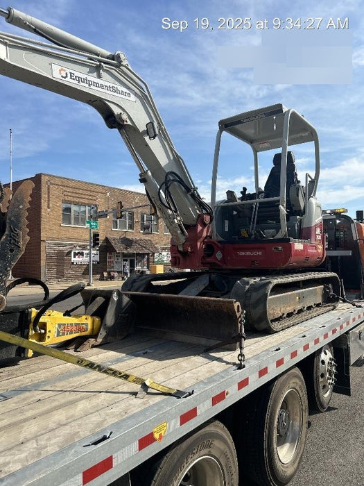 2019 Takeuchi TB260 Takeuchi TB260 Canopy w/Rubber Tracks, Auxiliary Hydraulics, Standard Blade, Manual QC, 12 / 18 / 24" Buckets, Hydraulic Thumb Installed