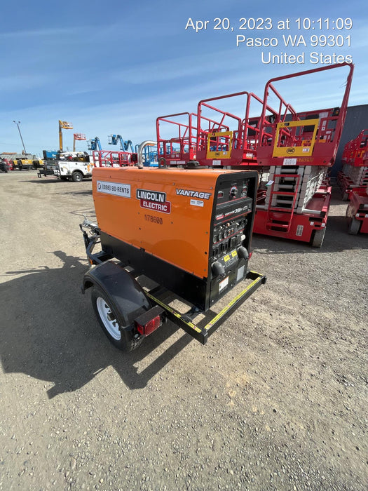 2021 Lincoln Electric Vantage 322 Vantage 322 Ready Pak 3 w/ Decals, ORANGE (includes trailer, cable rack, fender light kit) NO Telematics