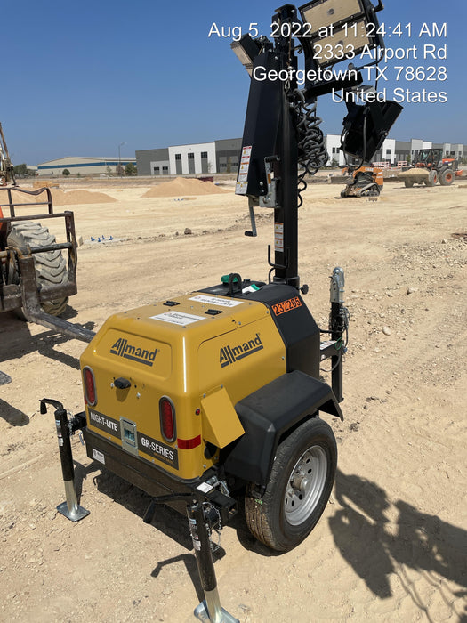 2022 Allmand NLV3GR (4) LED Light Fixture 350W, 23' Vertical Mast, 3kW Prime, Towable, Deep Sea L401, Leveling Jacks, Yanmar T4F 5.8hp